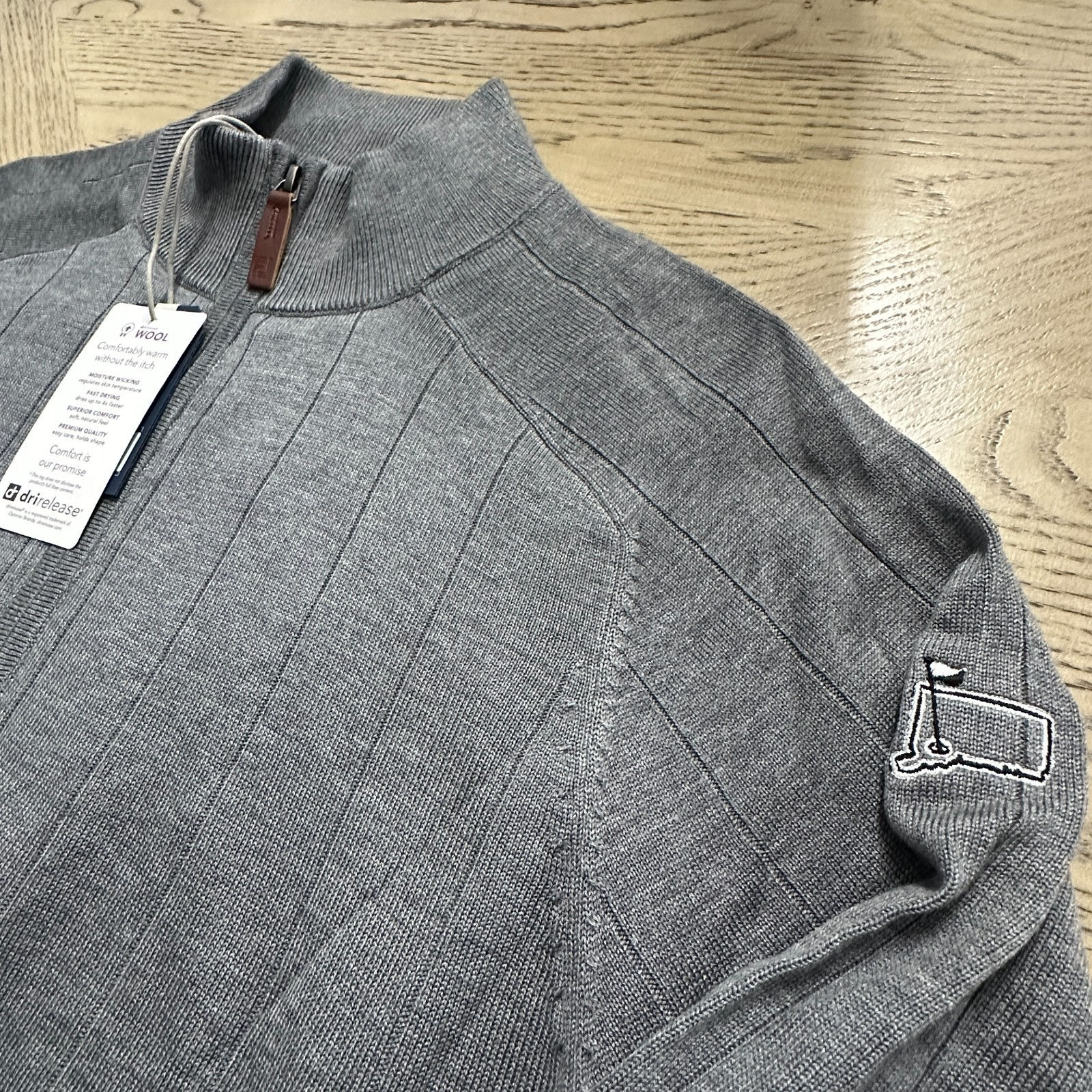 Footjoy Drop Needle Lined Sweater SIZE L Gray MP-OW-B1-00076