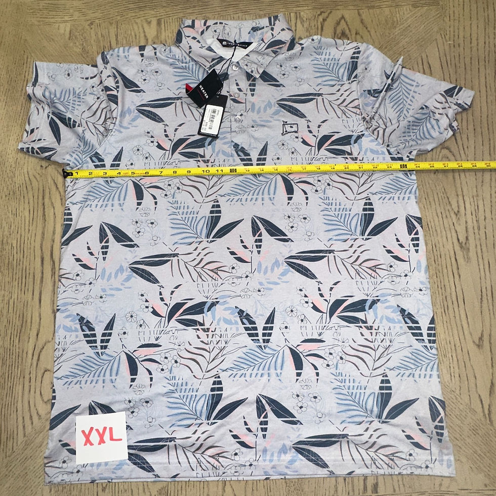 Thumbnail: Travis Mathew Rip Current Polo SIZE XL Gray Navy Print 00141-MP-PO-B2