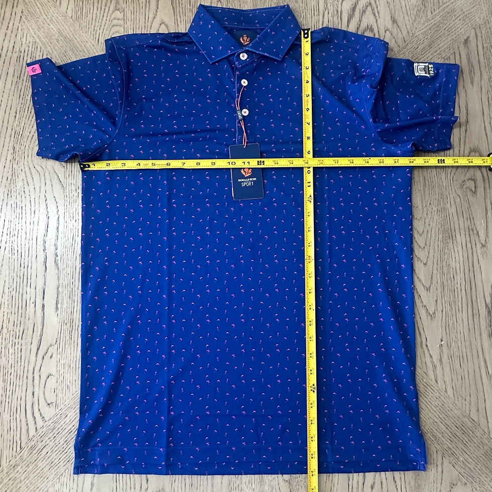 Thumbnail: Donald Ross Sport Davis Print Pique Polo Blue SIZE M 194-C