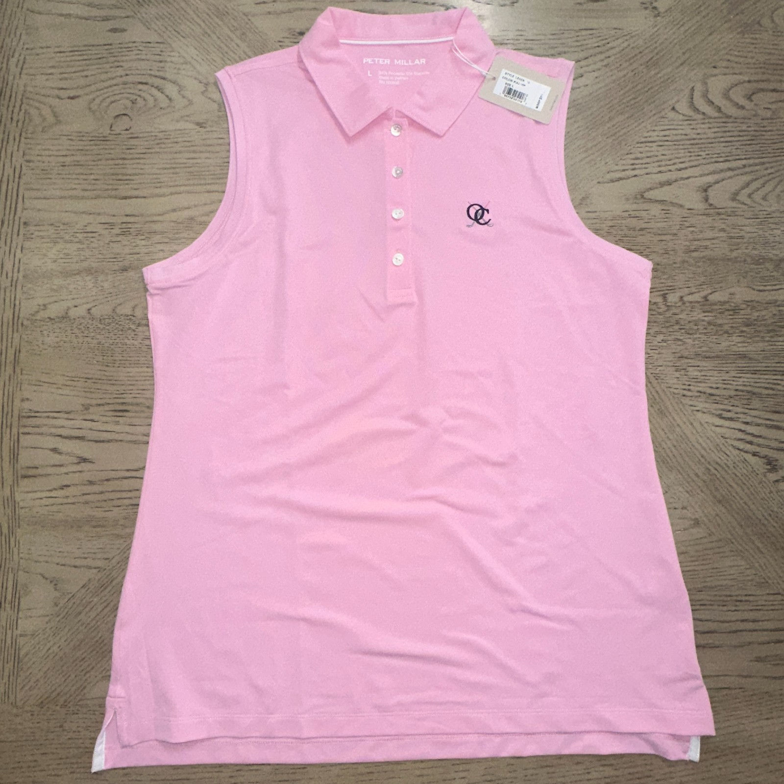 Peter Millar Sleeveless Pique Solid Polo Pink SIZE L 599-M