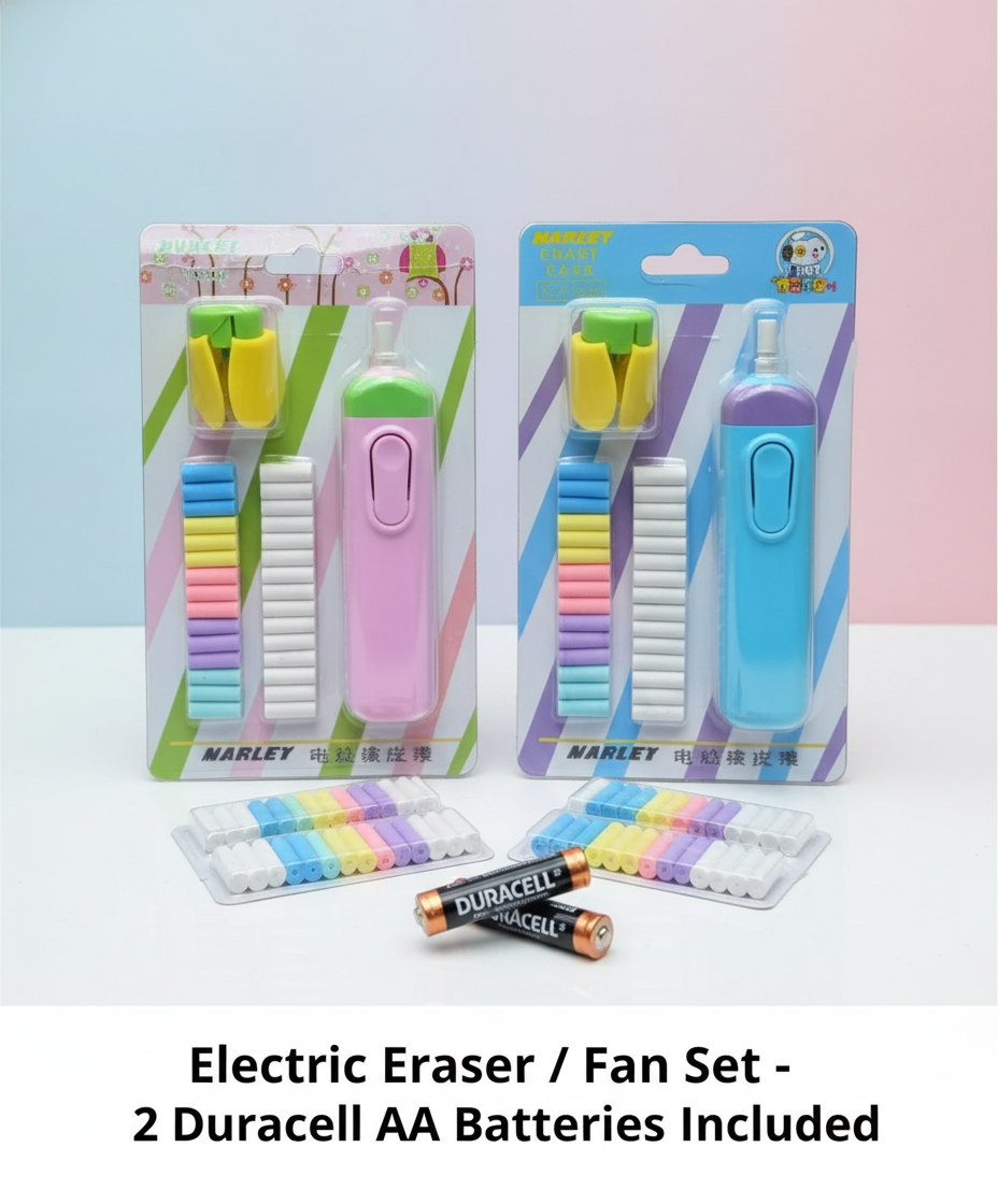 Electric Eraser and Fan - 2 Duracell AAA cell Included
