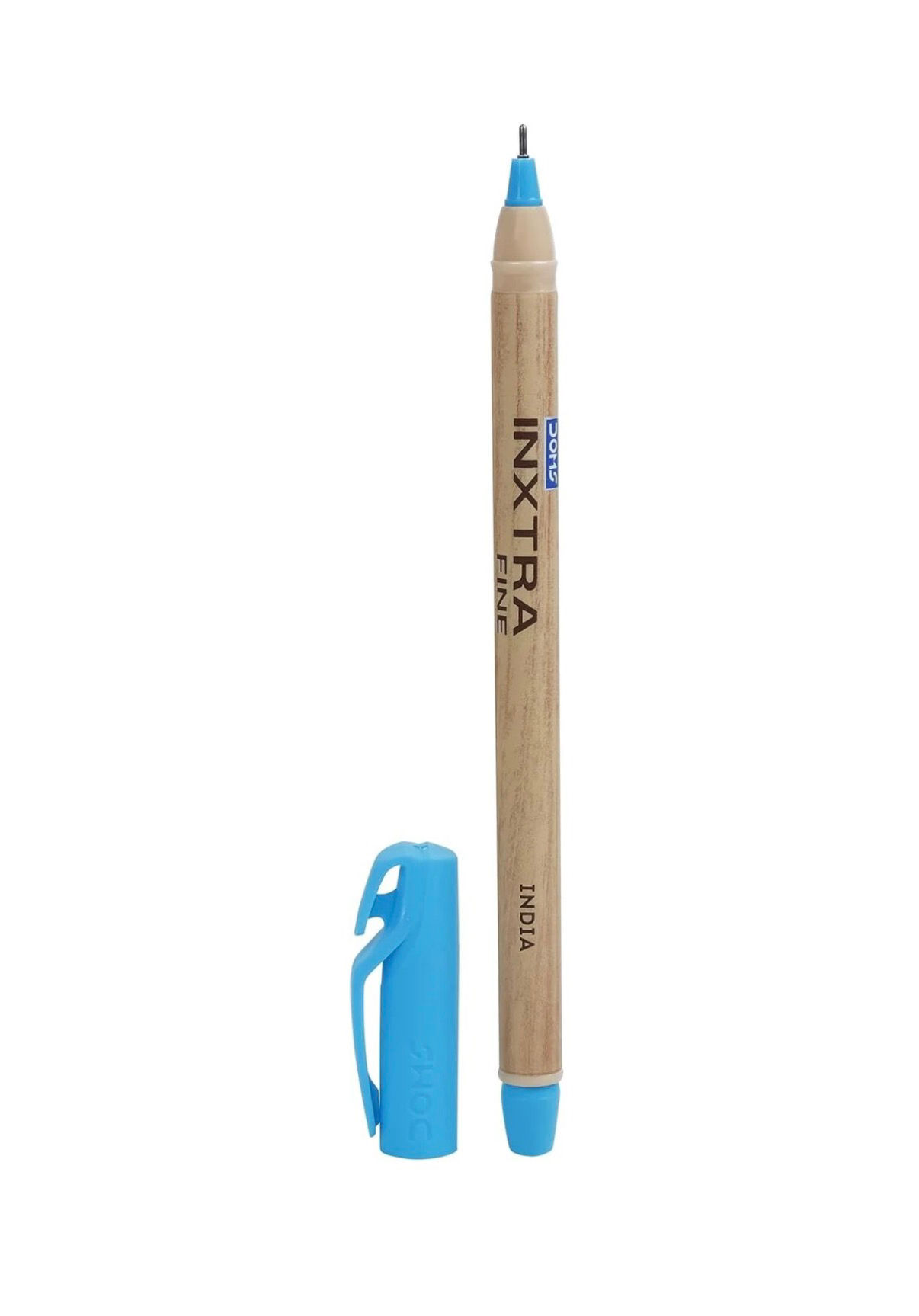 Doms Inxtra Fine Blue Ball Pen - Wood Design