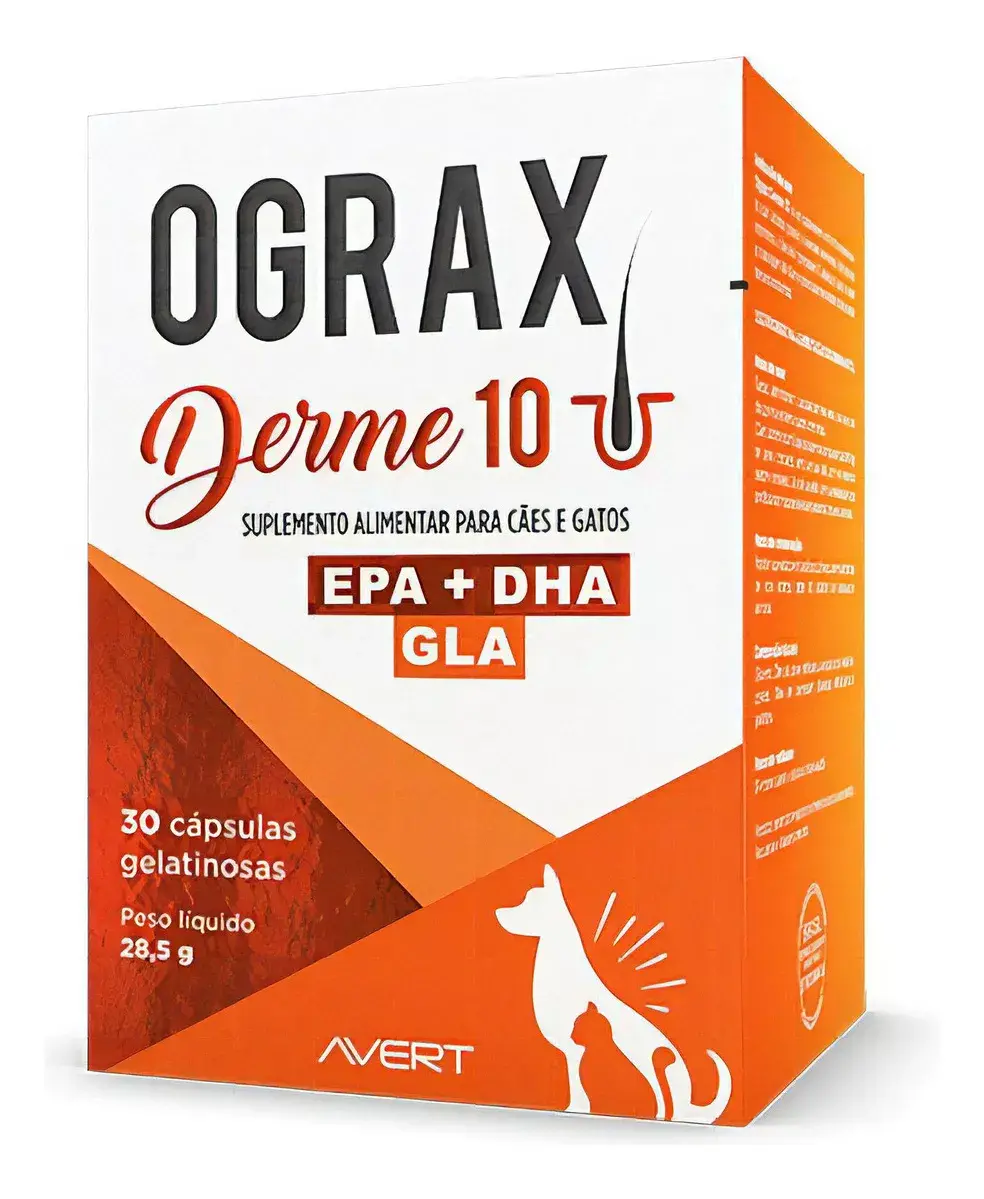 OGRAX DERME 10 P/ CÃES COM 30 CÁPSULAS