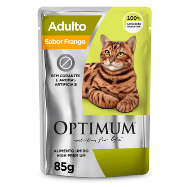 SACHE OPTIMUM P/ GATOS ADULTOS SABOR FRANGO 85G
