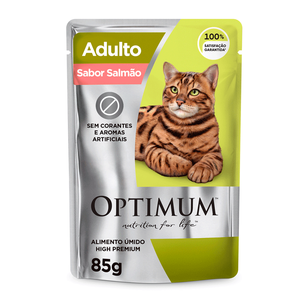 SACHE OPTIMUM P/ GATOS ADULTOS SABOR SALMÃO 85G