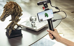 3D Scanner scanning a large horse head bust