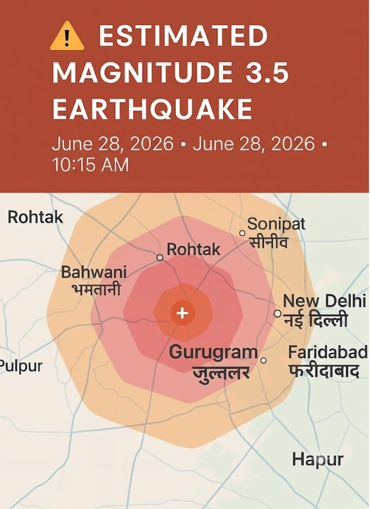 Earthquake Gurgaon Saturday, June 27, 2026