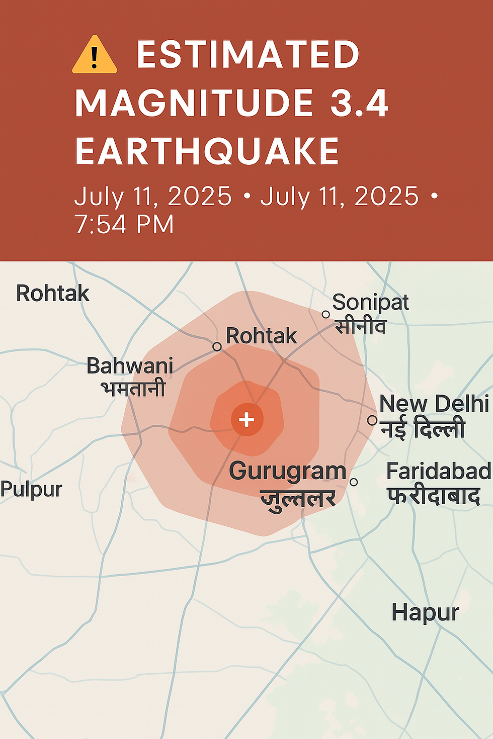 Earthquake 11 July 2025, 7:54 PM | 3.4 Magnitude
