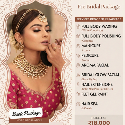 Basic pre bridal package MG Makeovers including waxing, manicure pedicure, facial and essential bridal beauty services