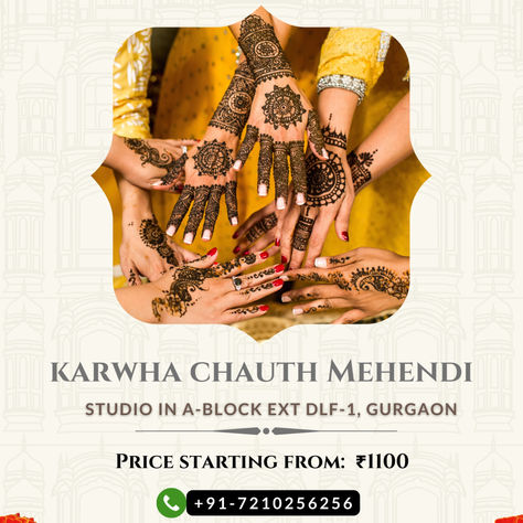 Karwa Chauth Mehndi Gurgaon 2025 – Starting ₹1,100