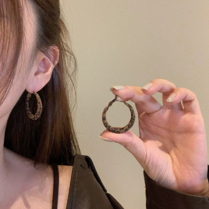 Leopard Print Hoop Earrings