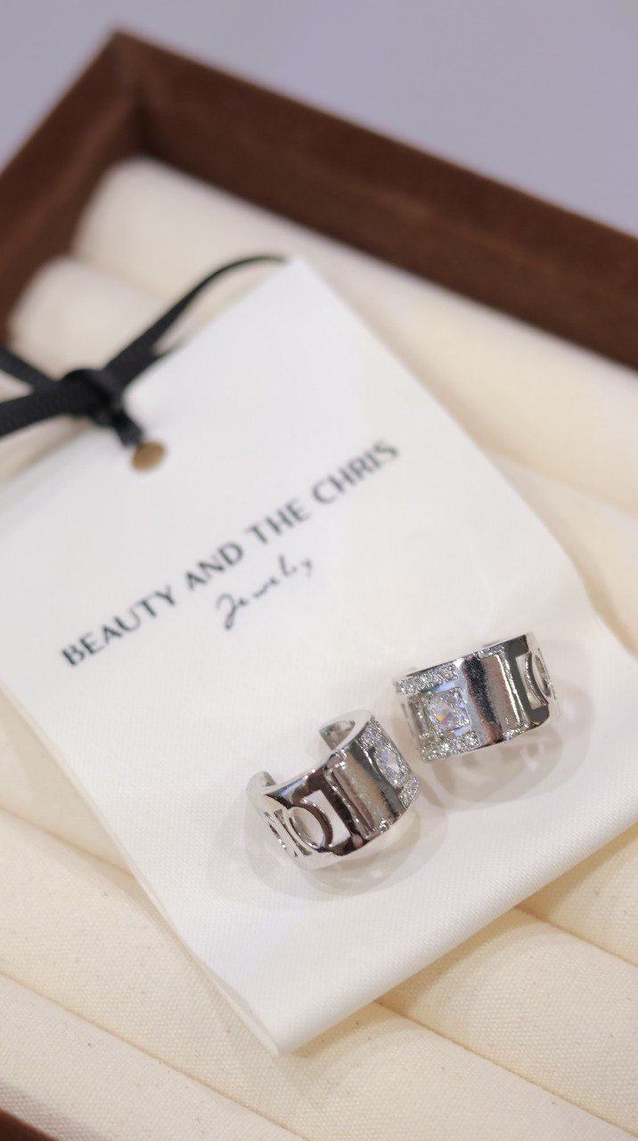Silver Crystal Mini Hoop Earrings