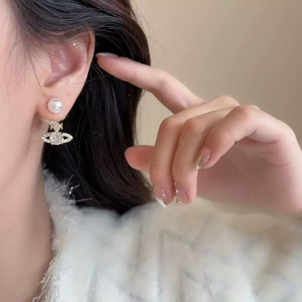Silver Saturn Shape Earrings