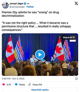 Premier David Eby admits he was "wrong" on the drug decriminalization experiment