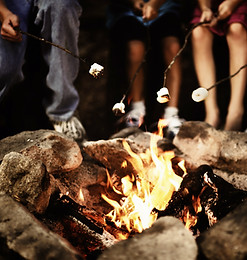 Camp Fire at Night