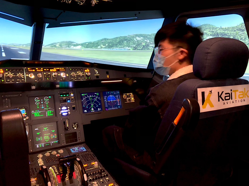 Close-up view of jet simulator controls during a training session