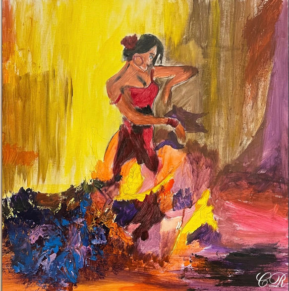 The Jovial Dancing Lady | Acrylic | Chanda Raj | TERAVARNA