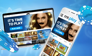Banner advertising welcome bonus at Mr Play online casino