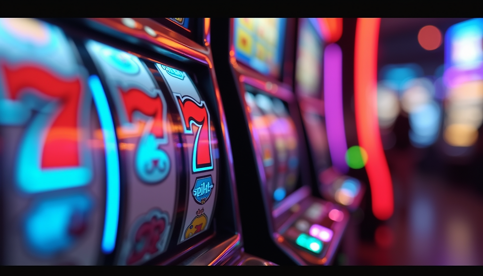 slot machine showing 3 red number sevens in a row