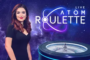 Atom Roulette wheel with lady dealer