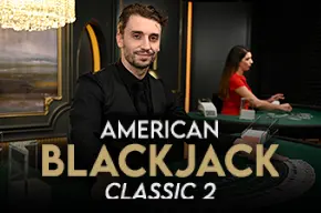 Blackjack American casino game with male dealer
