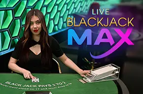 Blackjack Max casino table withe female dealer