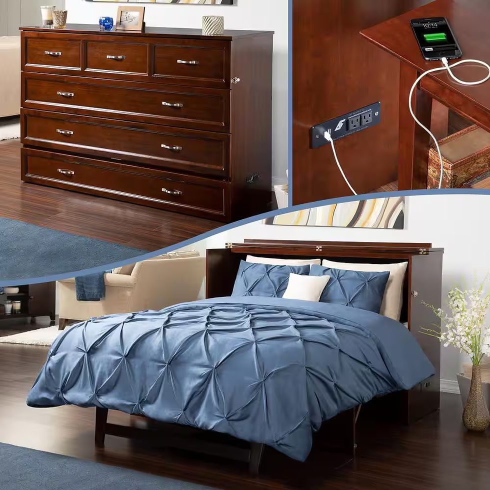 Deerfield Walnut Brown Wood Frame Queen Murphy Bed Chest with 6 In. Mattress, St