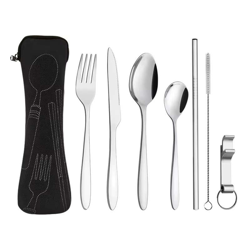 ODMS Portable Flatware Set: Employees gift set featuring chopsticks, knife, fork, spoon, and straw.
