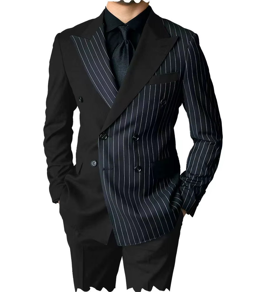 Trendy High Quality Breathable plus Size Double Breasted 3 Pieces Sets Men's