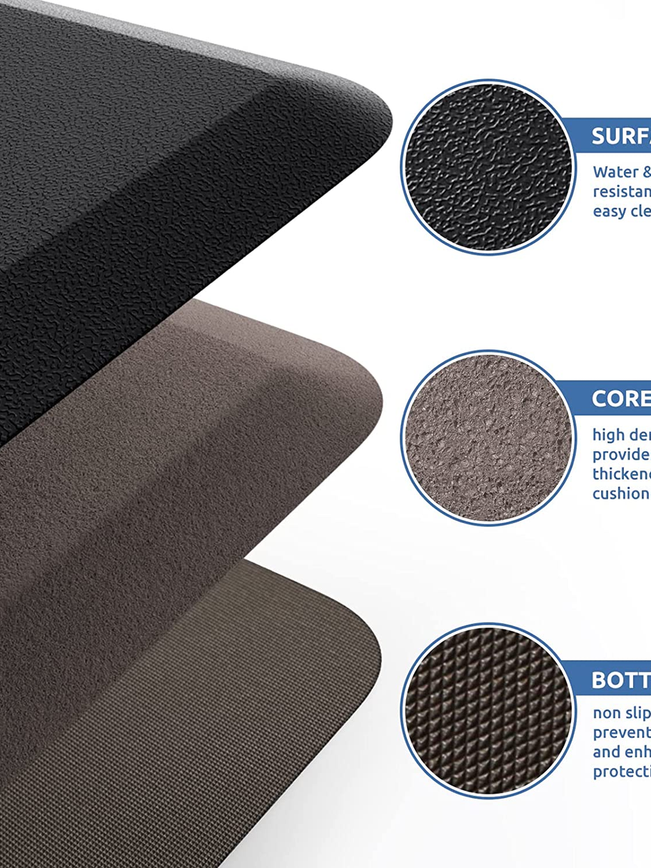 Safety Design: the diamond-shaped design on the bottom of anti fatigue mats keeps the mat in place and prevents slippage; the