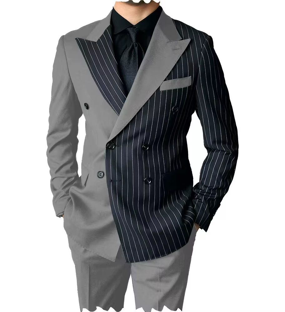 Trendy High Quality Breathable plus Size Double Breasted 3 Pieces Sets Men's