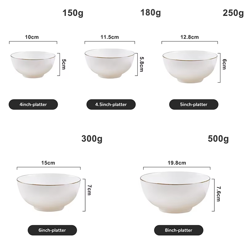 ODMS- White Fruit Salad Bowl for Restaurant High Quality Wedding Bone Ch