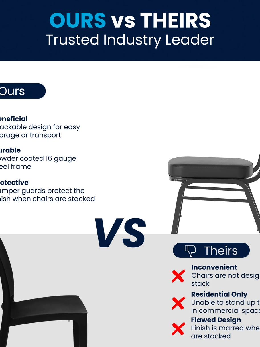 Hercules Series Adult Size Trapezoidal Stacking Banquet Chairs, Set of 4, Black