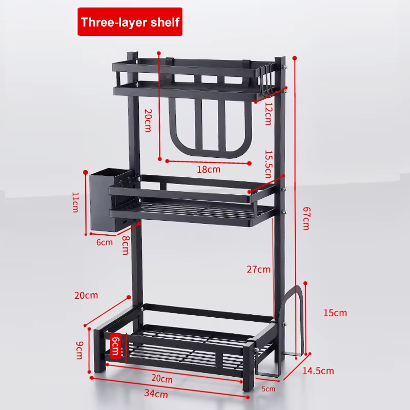 Foldable Kitchen Stainless Steel Storage Shelves Tableware Multi-Layer Dish Rack