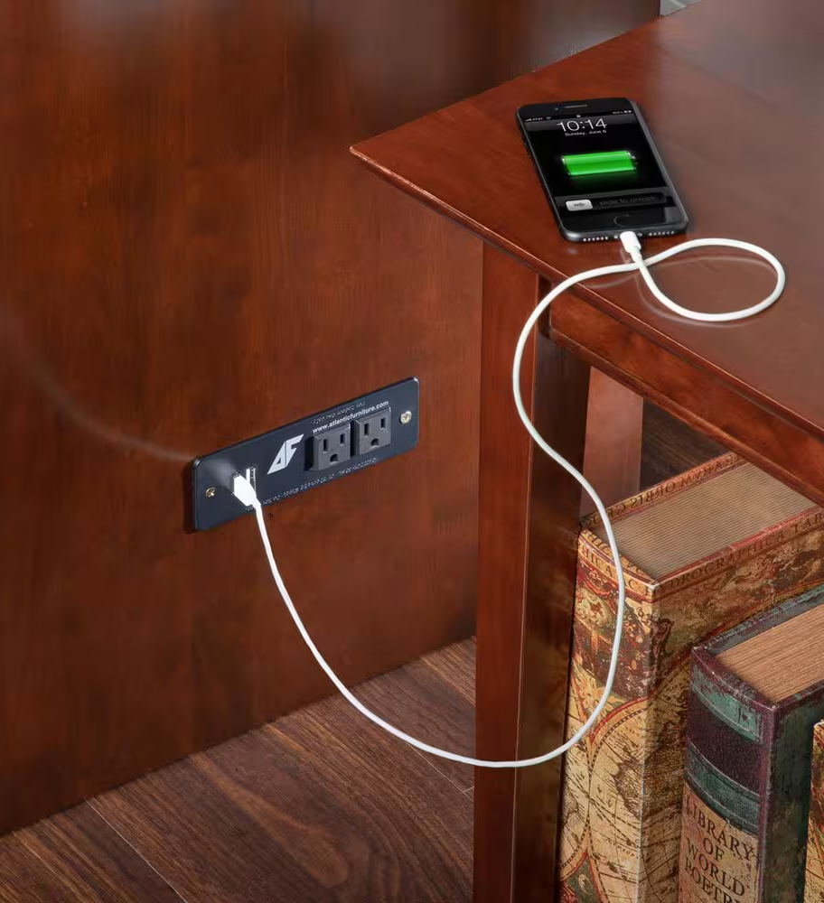 Deerfield Walnut Brown Wood Frame Queen Murphy Bed Chest with 6 In. Mattress, St