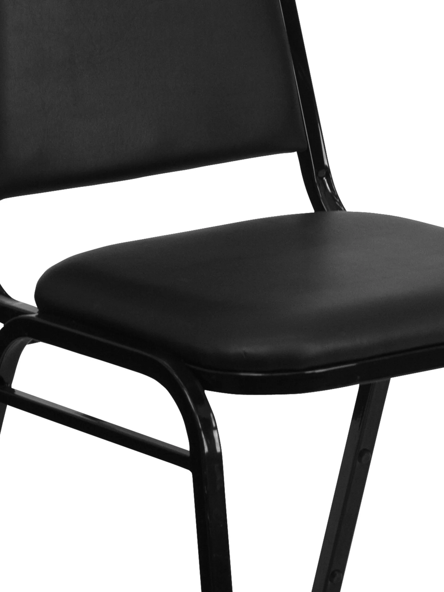 Hercules Series Adult Size Trapezoidal Stacking Banquet Chairs, Set of 4, Black