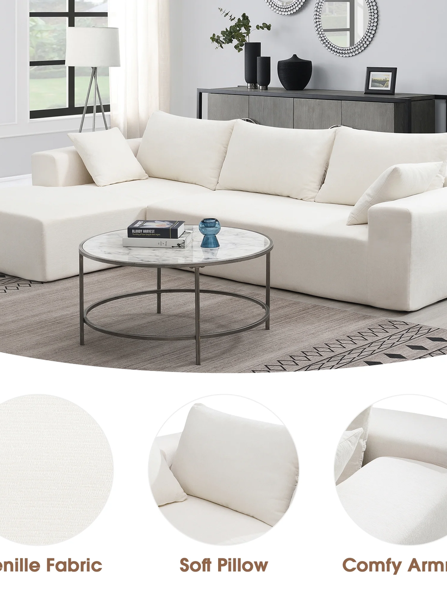 109" Modular Sectional Sofa, L Shaped Modern Couch Upholstered Sleeper Sofa Mini