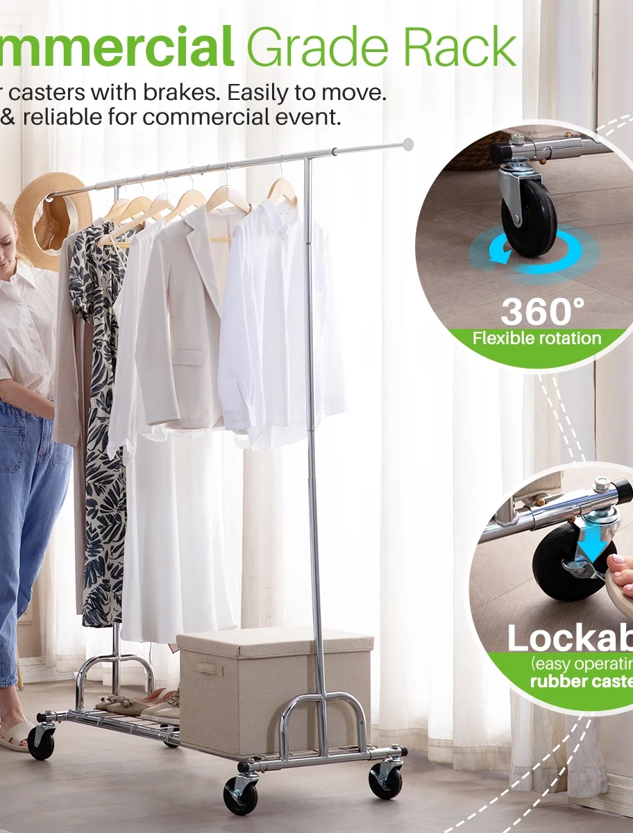 550 Lbs Heavy Duty Commercial Grade Garment Rack Portable Freestanding Modern Cl