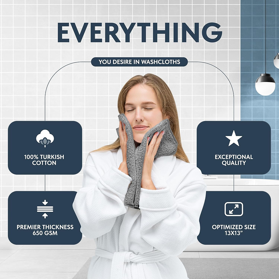 HOTEL COLLECTION - 12-Piece Washcloths are generously Sized at 13x13 inches.