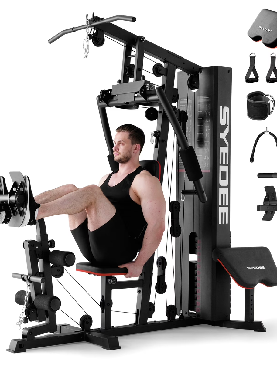 Home Gym Station, Workout Station with 150LBS Weight Stack, Home Gym Equipment f