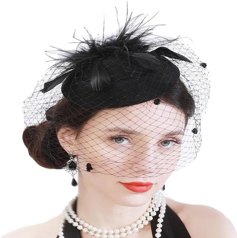 Fascinators Hats Pillbox Hat Cocktail Tea Party Feather Hair Clip Wedding Headwe