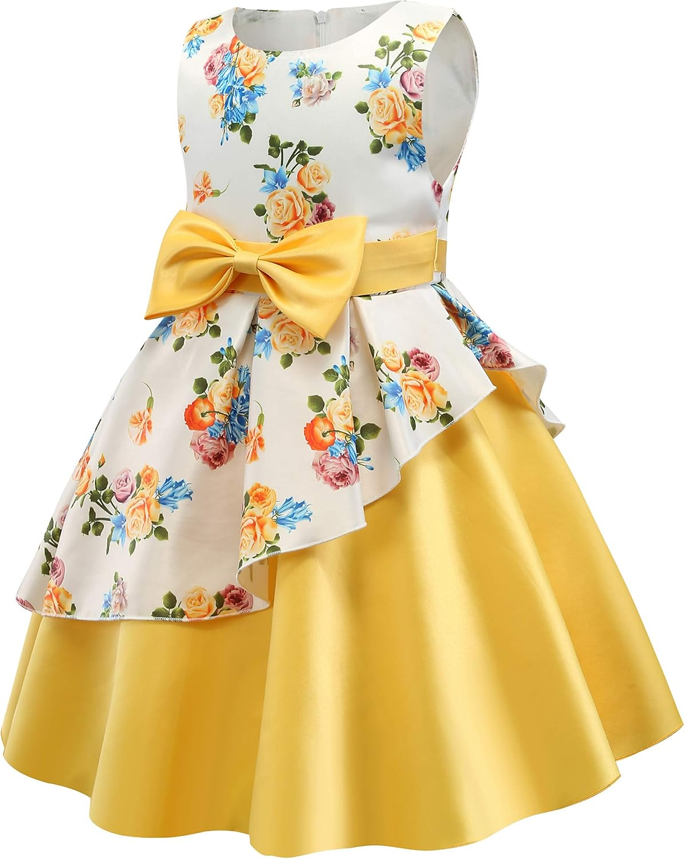girls yellow folower dress