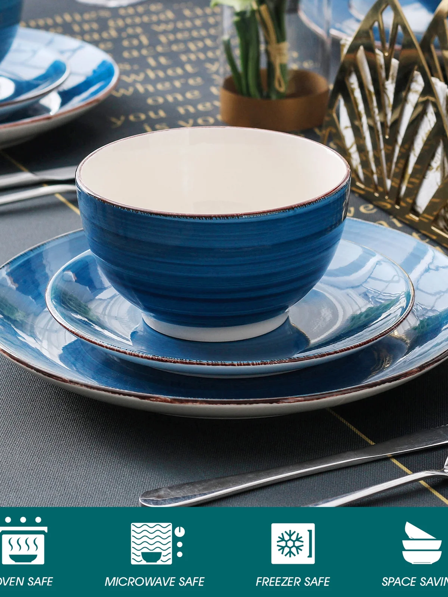 family dinner set blue