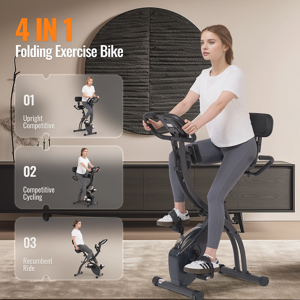 3 in 1 Exercise Bike Quiet Folding Magnetic Stationary Exercise Bikes with Arm R