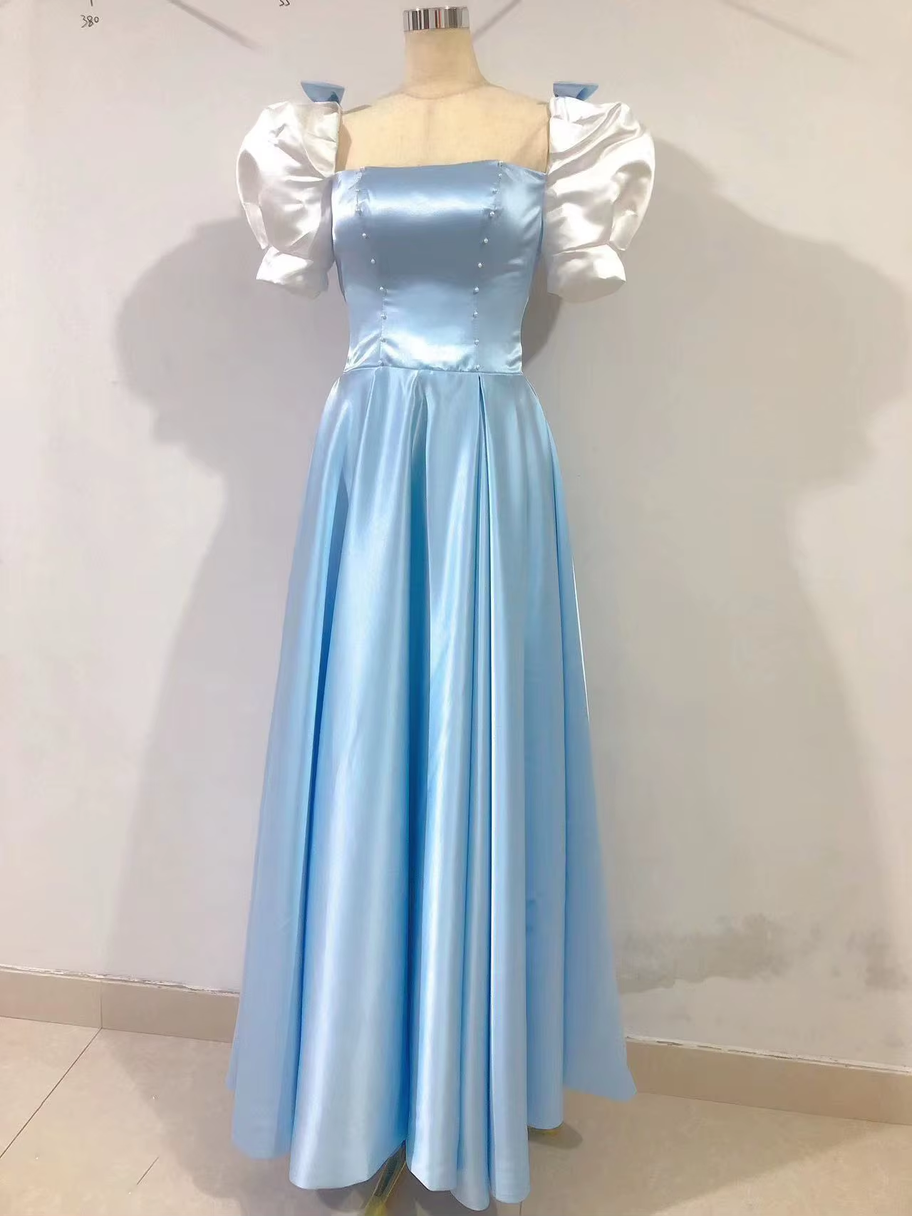Women's Summer Light Blue Evening Dress French Princess Dress High Setting Light Luxury