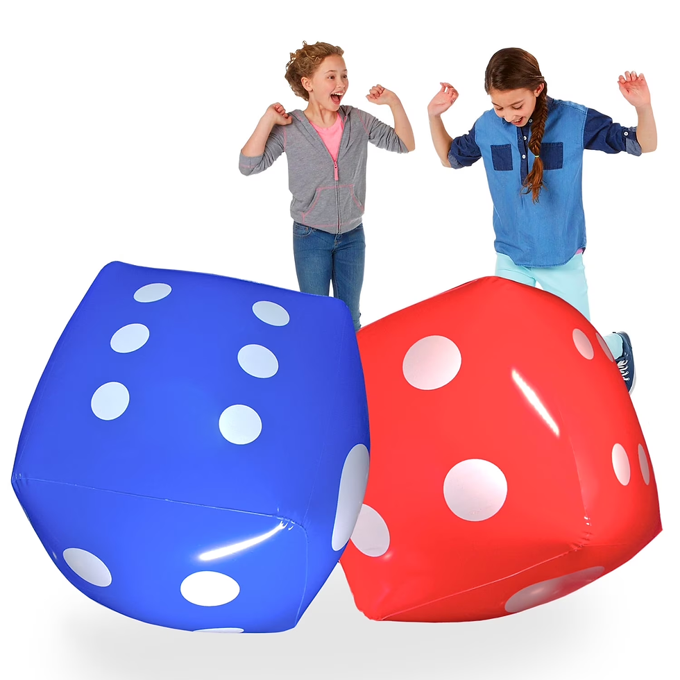 Novelty Place 16" Jumbo Inflatable Dice (2-Pack) - Red and Blue Giant Dice for Indoor & Outdoor Board Games, Ludo, Pool Parti