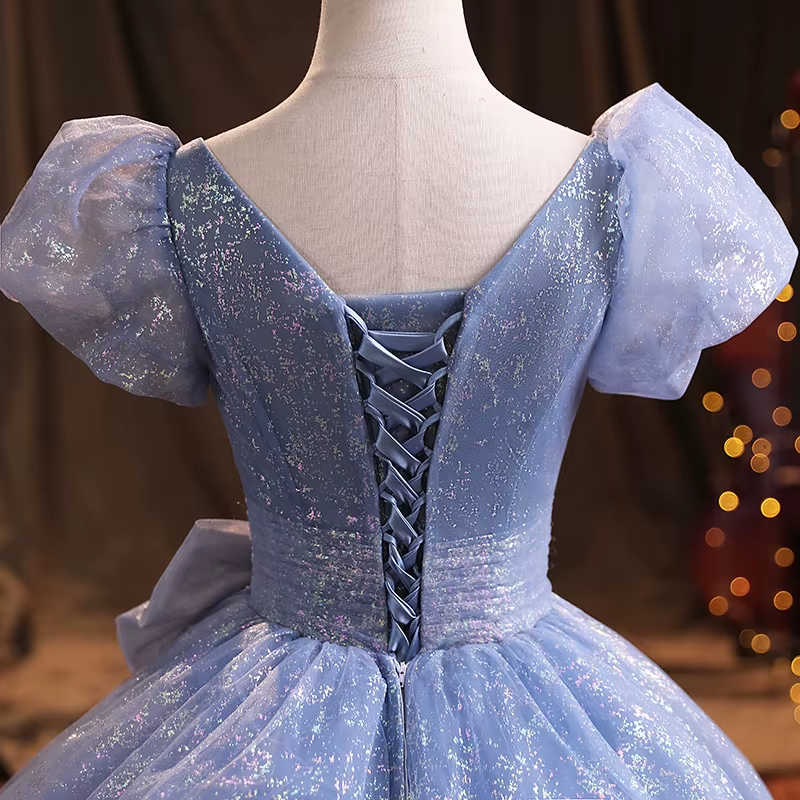 Customized Vintage Blue Quinceanera Dress Sweet A-Line O-Neck Ceremony