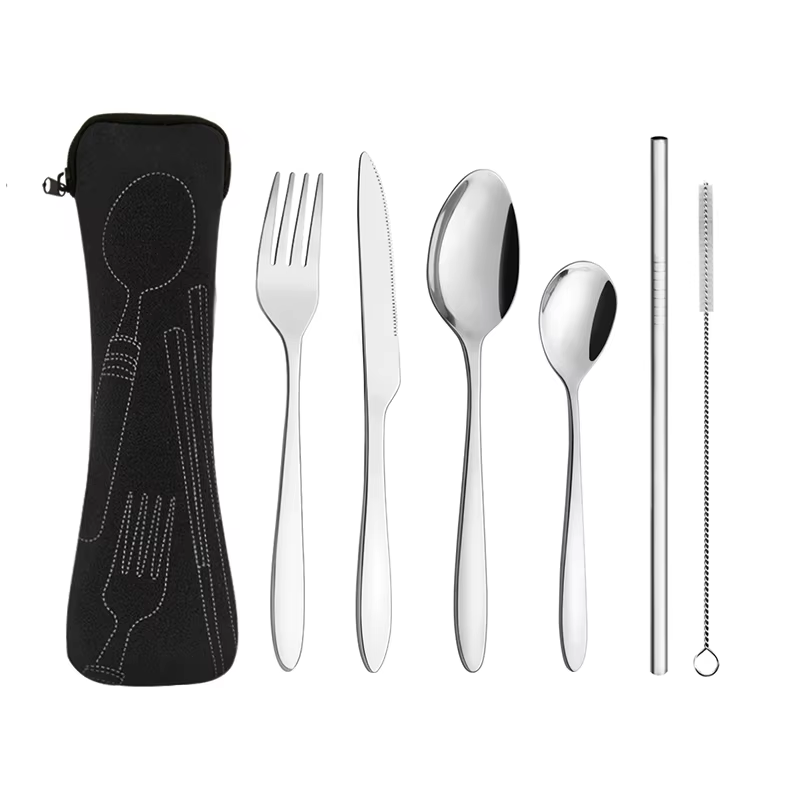 ODMS Portable Flatware Set: Employees gift set featuring chopsticks, knife, fork, spoon, and straw.