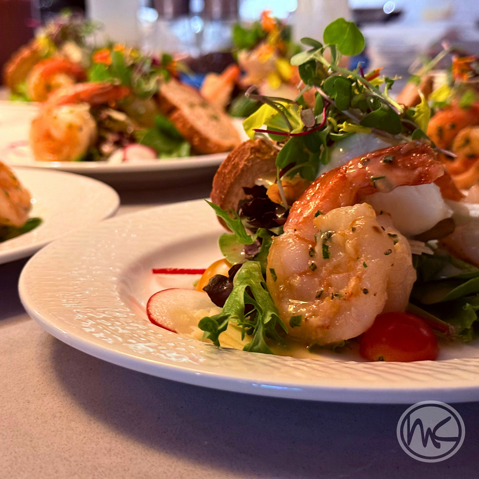 Plated shrimp at an event catered by Masterpiece Cuisine at Henderson.