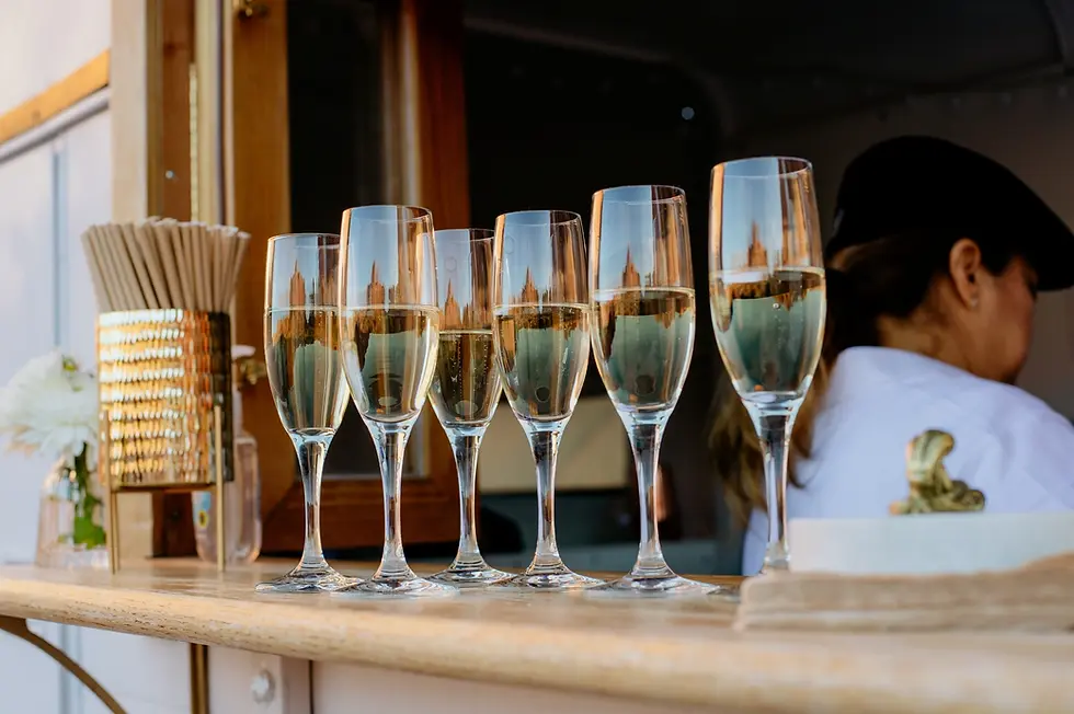 The drinks counter at an event catered by Masterpiece Cuisine.